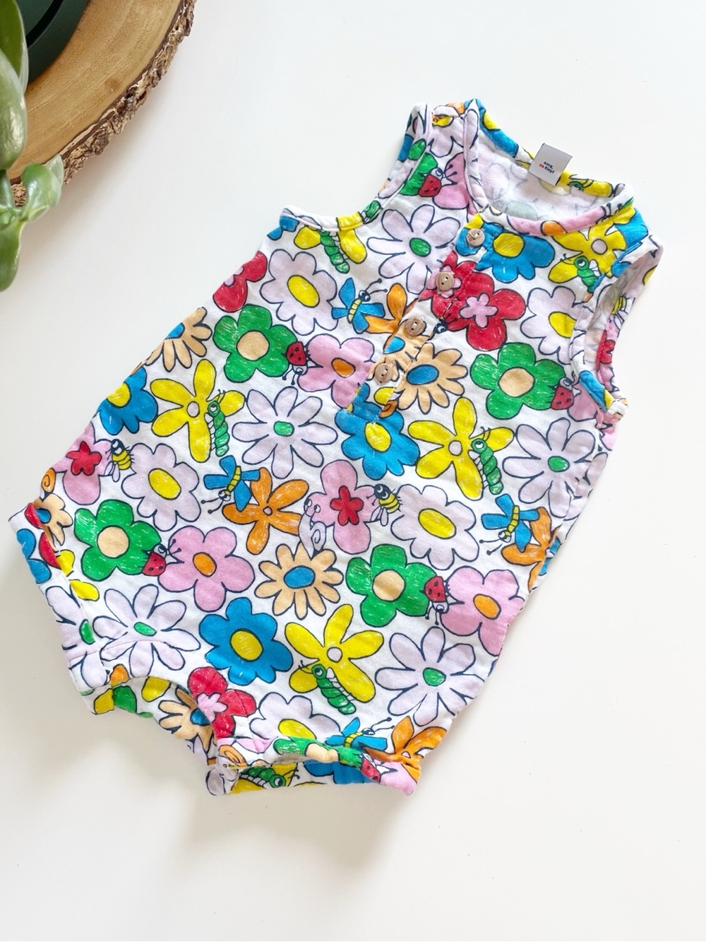 Old Navy Watercolor Flower Garden Bubble Romper | 12-18m